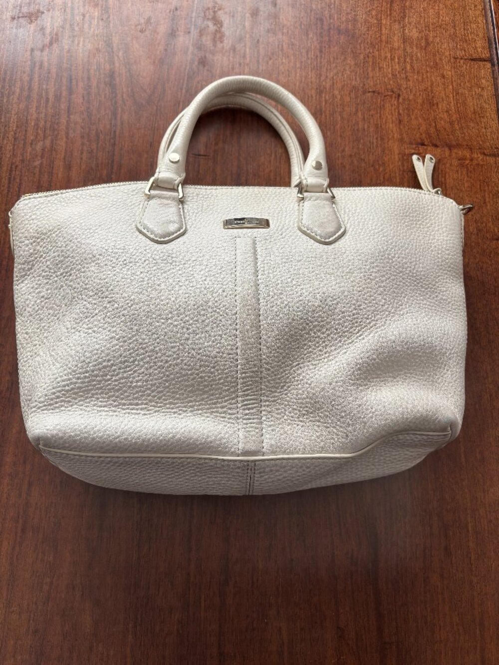 Cole Haan Ivory Cream Pebbled Leather Satchel Tote Bag